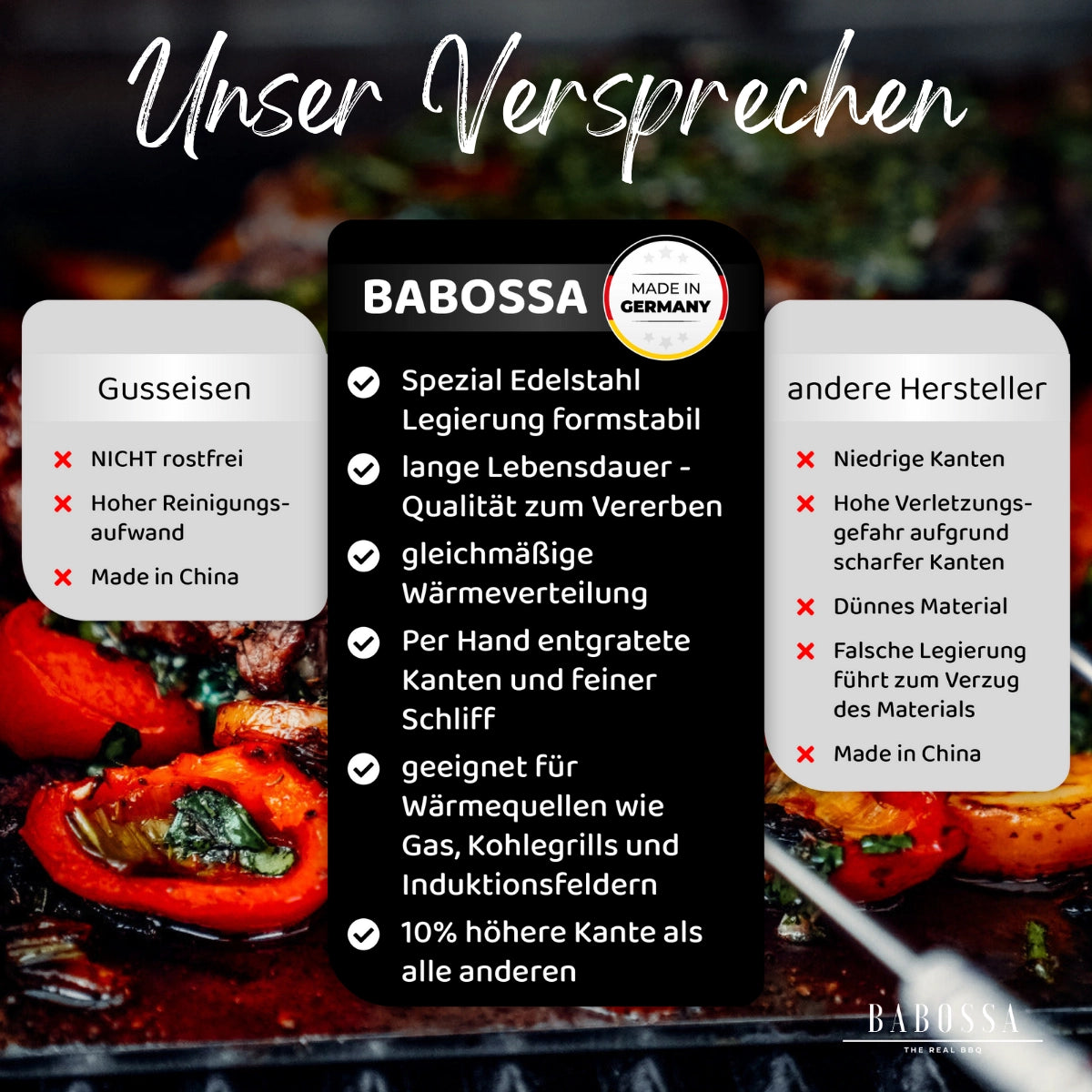 Babossa Plancha für Rösle Blazeflame | 33 x47,6 cm