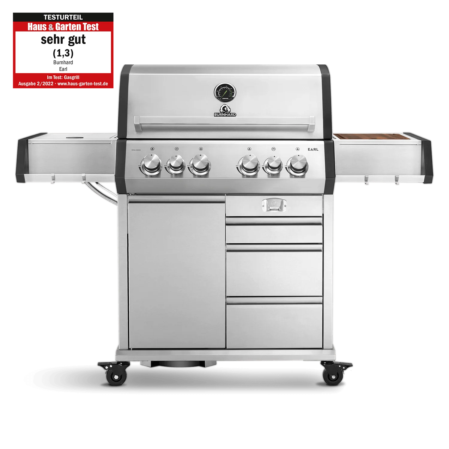 Burnhard Big EARL Premium-Gasgrill 4-Brenner Edelstahl mit Edelstahlrost