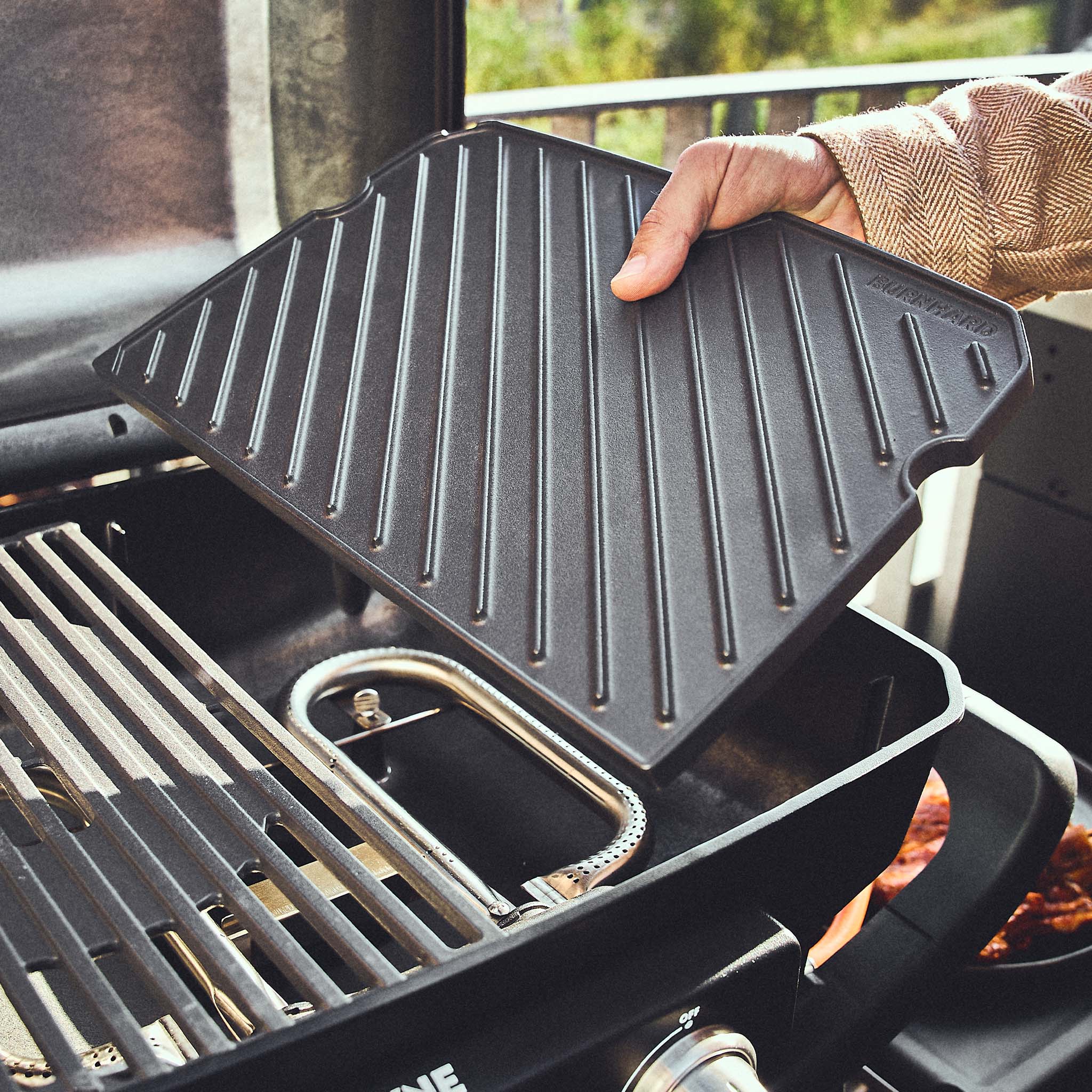 Burnhard Grillplatte Gusseisen beidseitig WAYNE 2-Brenner Series 2 | 23,5 x 35 x 1,5 cm