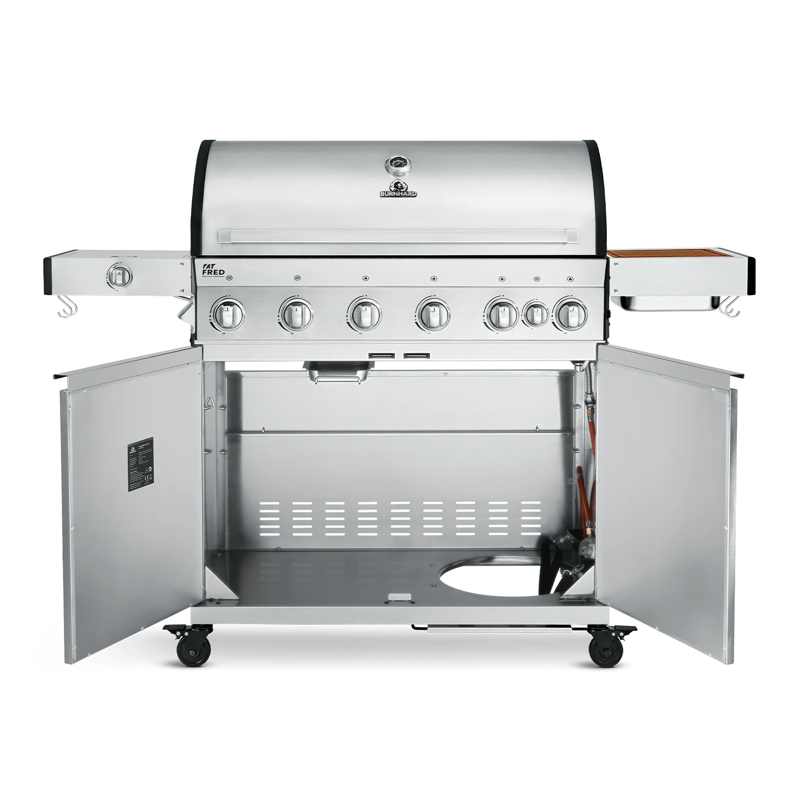Burnhard Fat FRED Deluxe Gasgrill 6-Brenner Edelstahl mit Gusseisenrost (Series 3)
