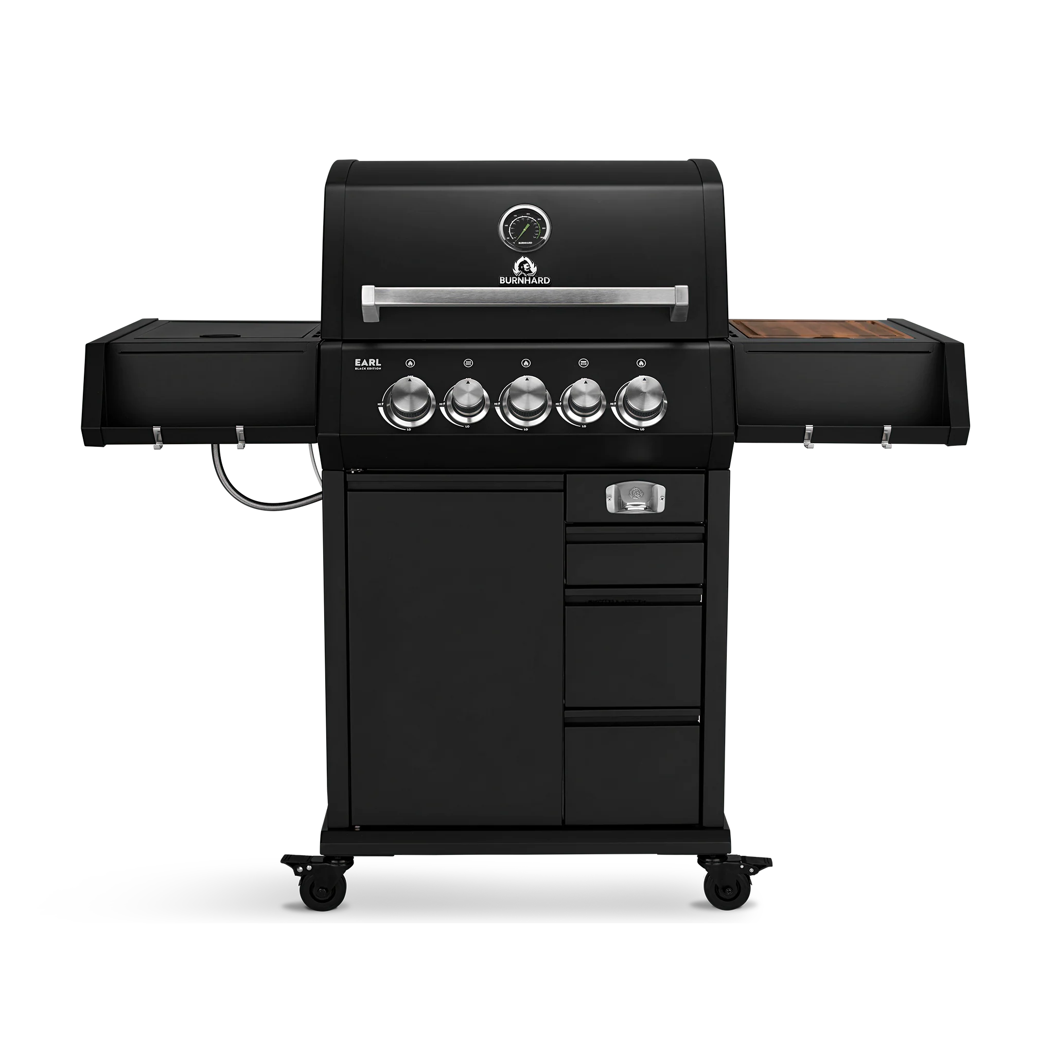 Burnhard EARL Premium-Gasgrill 3-Brenner Black Edition mit Gusseisenrost