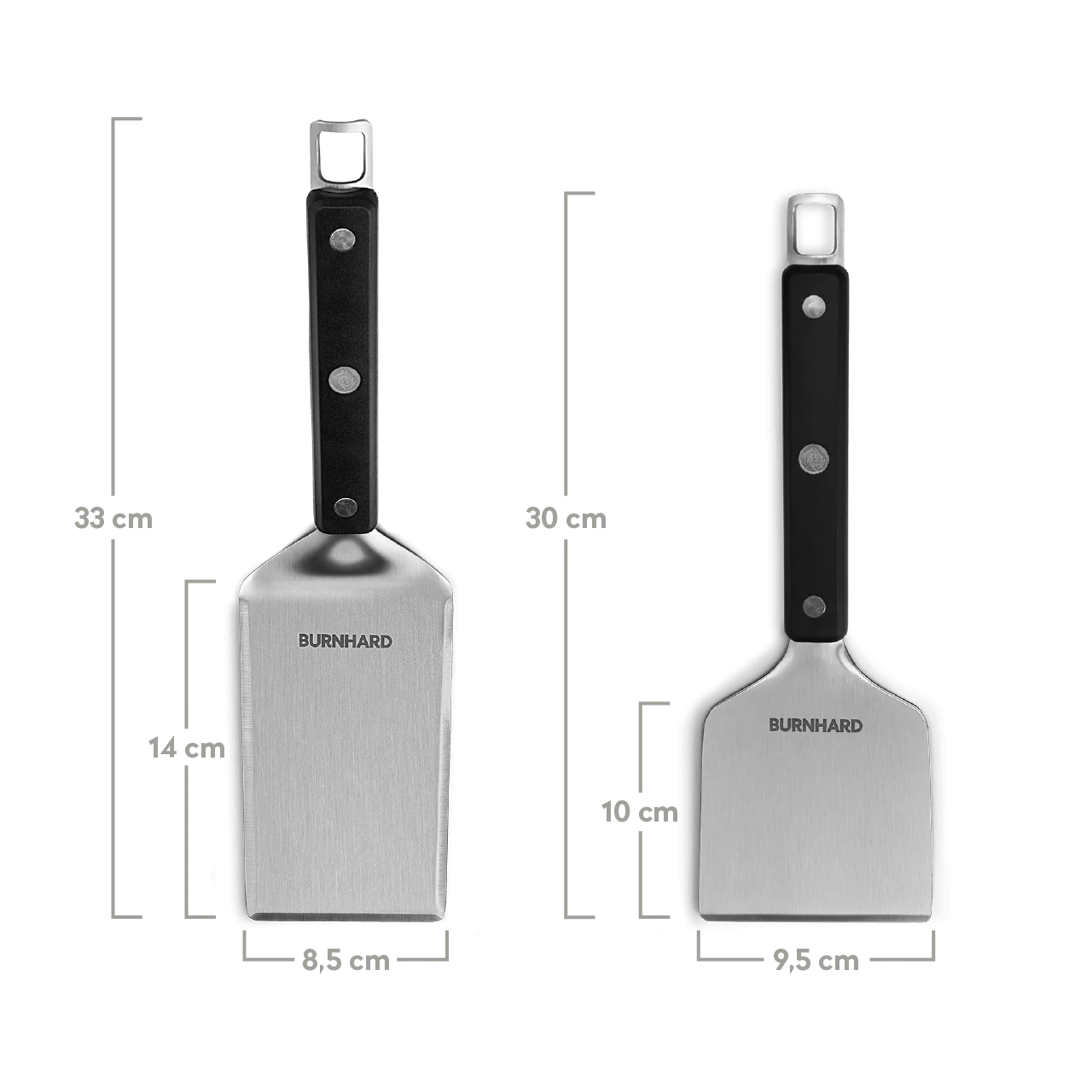 Burnhard Premium Plancha Set mit 2tlg. Grillspachtel und Grillschaber - Fred