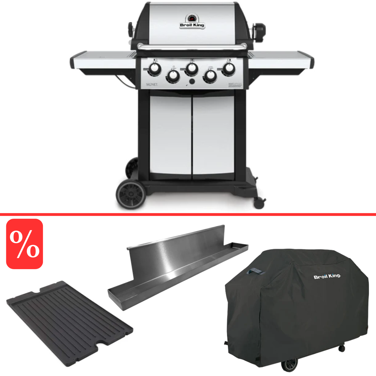 Broil King Signet 390 inkl. Drehspieß, Gussplatte, Abdeckhaube & Fettschiene