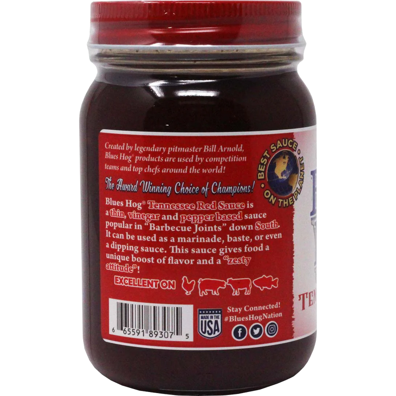 Etiket Rückseite Blues Hog "Tennessee Red Sauce"