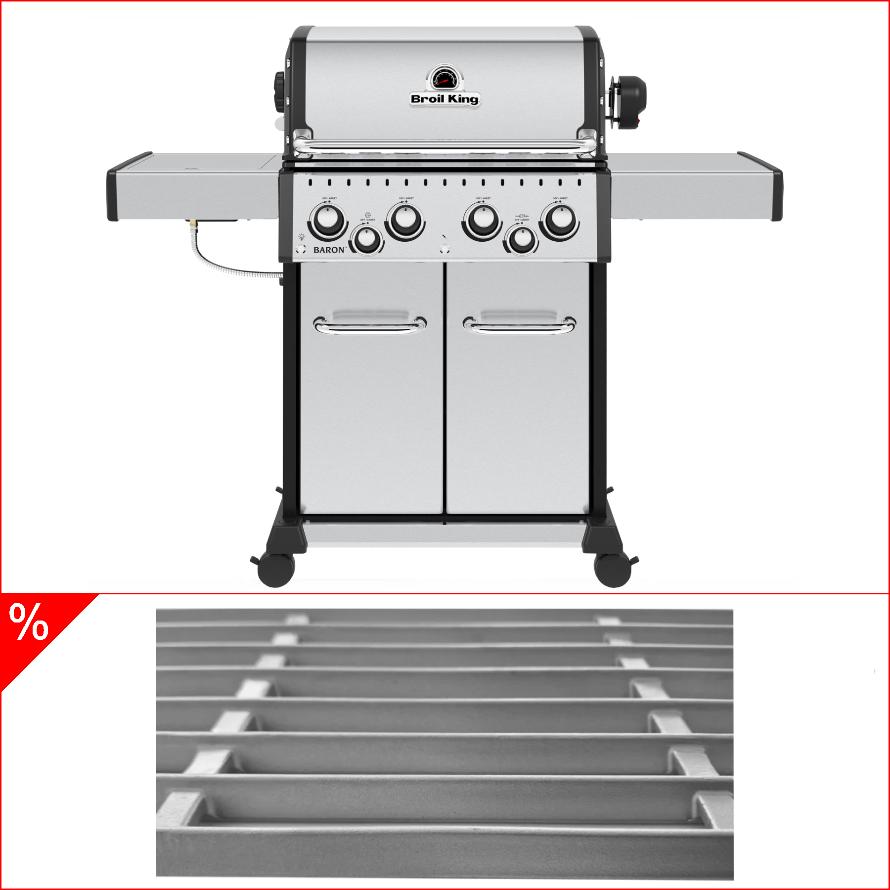 Broil King Baron S 490 IR inkl. Drehspieß, Infrarotbrenner & 4Edelstahlgussroste