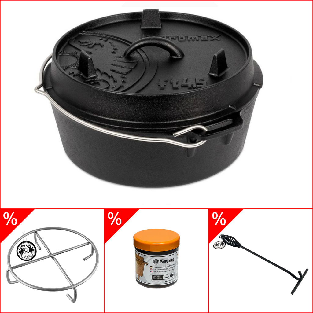 Petromax ft4,5 Dutch Oven 3,5l - ohne Füssen im Set inkl. Deckelheber,