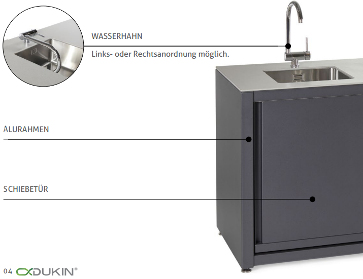 Dukin Outdoorküche Modul CookOUT® GRILL BLANK - für Broil King 520/570/590, befestigt