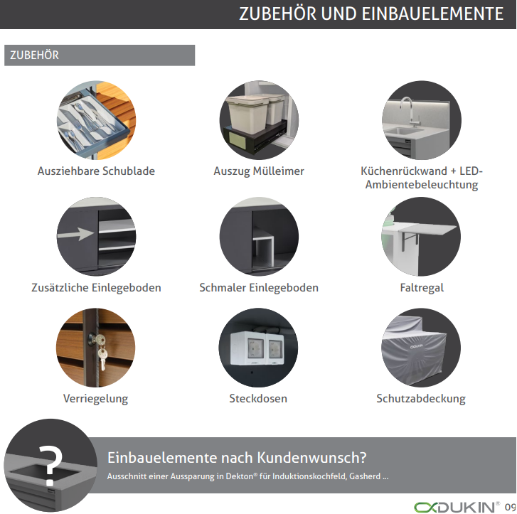 Dukin Outdoorküche Modul CookOUT® GRILL BLANK - für Broil King 520/570/590, befestigt