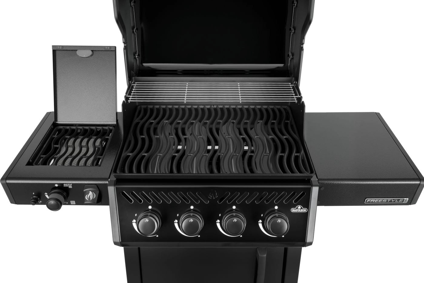 Napoleon Freestyle PRO 425, 4 Hauptbrenner, SIZZLE ZONE und Tür, schwarz | 2026 Grillfläche