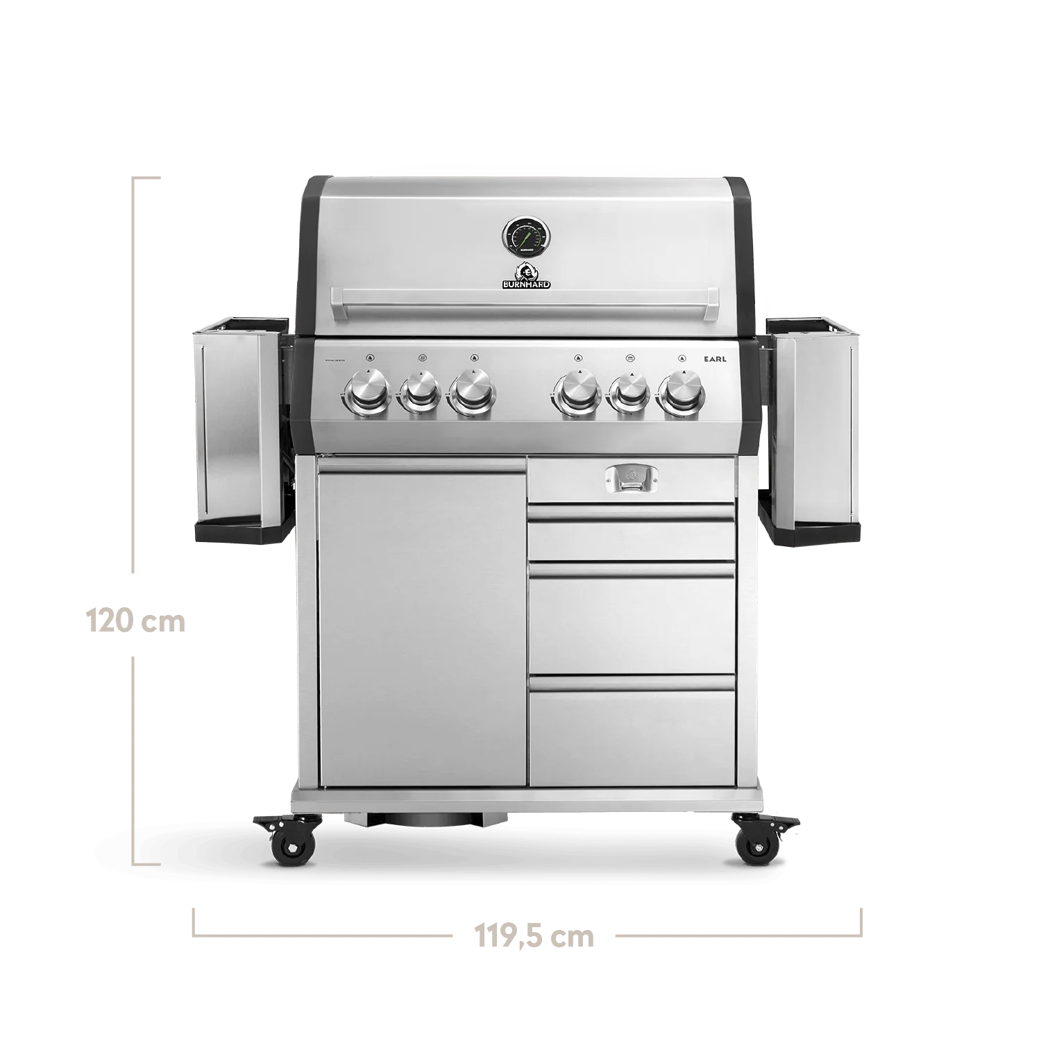 Burnhard Big EARL Premium-Gasgrill 4-Brenner Edelstahl mit Edelstahlrost