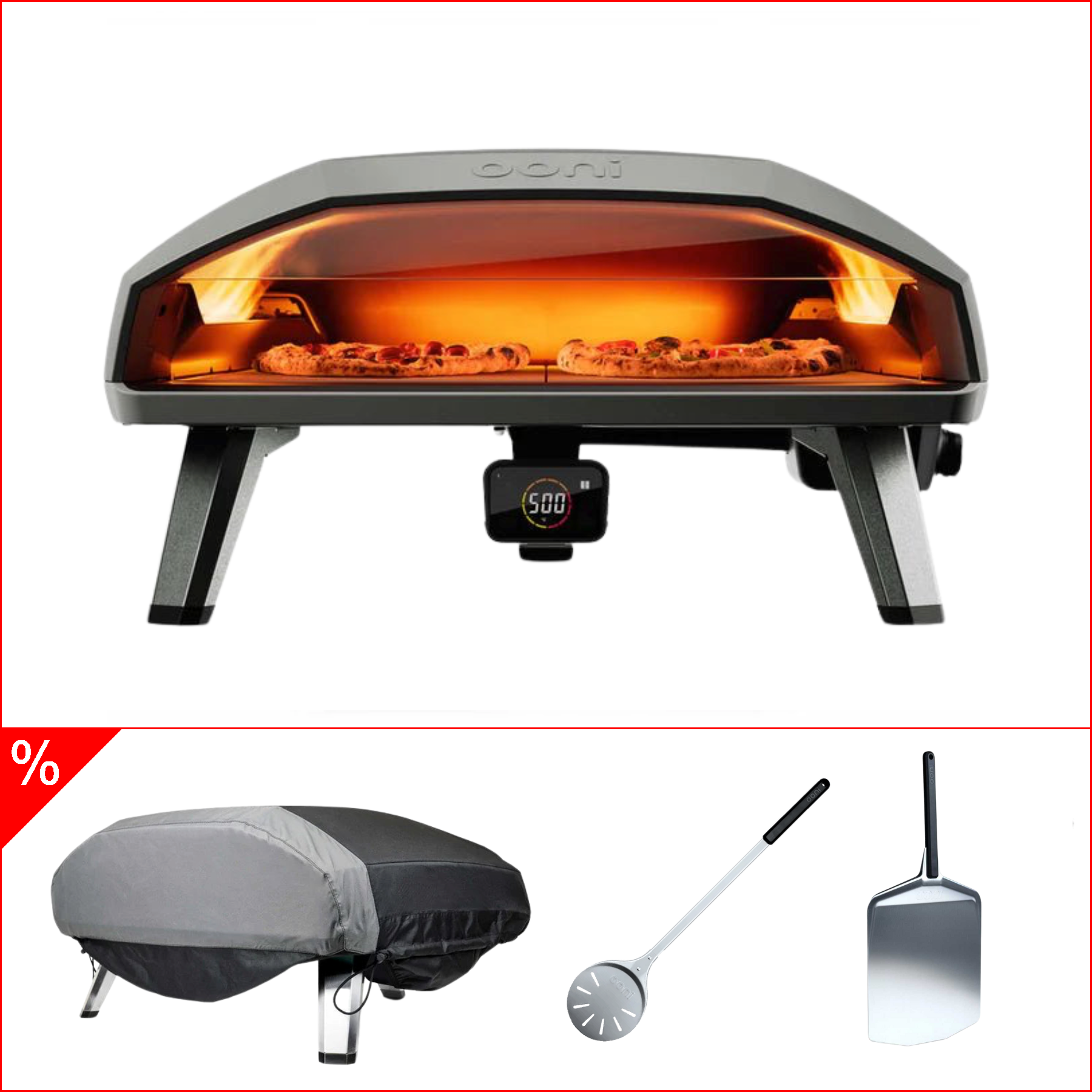 Ooni Koda 2 Max Vorteilsbundle inkl. Haube, Pizzawender und Pizzaschieber