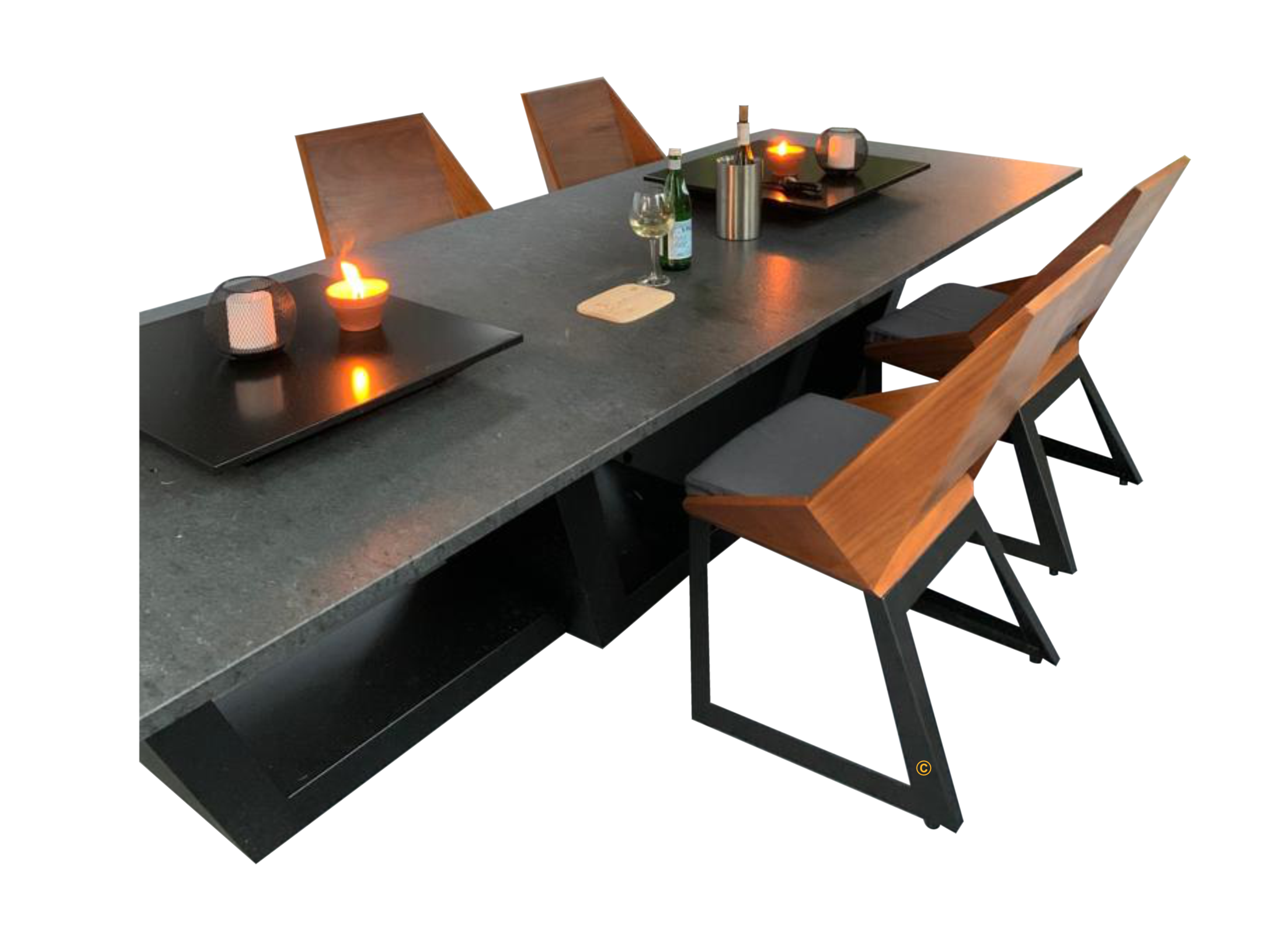 Quan Garden TABLE SET FOR 10 WITH GRILL CORTEN