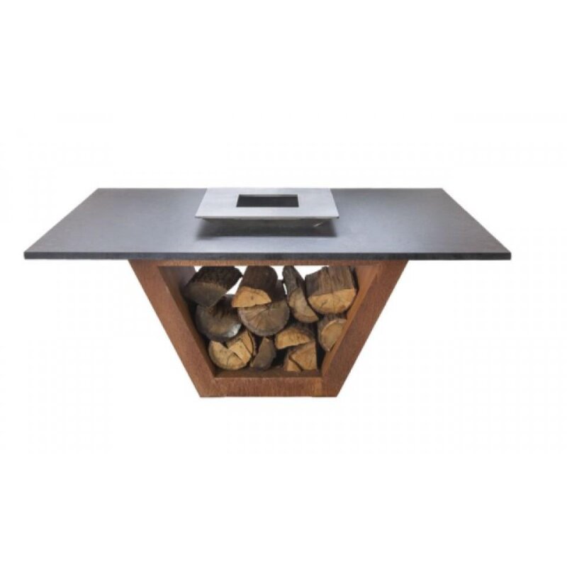 Quan Garden Table Set for 6 Corten with grill