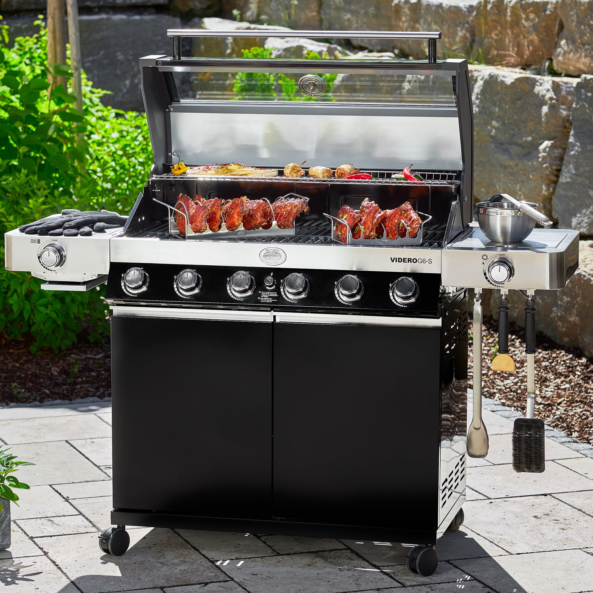 Rösle Gasgrill BBQ-Station VIDERO G6-S Vario+ schwarz 50 mbar