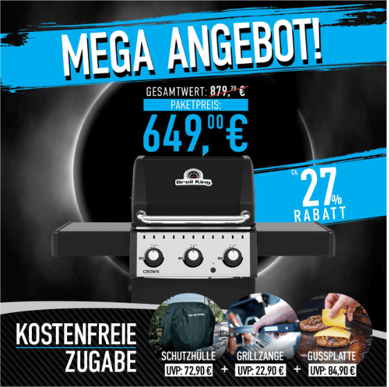 Broil King Crown 310 Bundle inkl. Abdeckhaube, Grillzange & Gussplatte - Grillstar.deBroil King Crown 310 Bundle inkl. Abdeckhaube, Grillzange & GussplatteGrillbundleBroil KingGrillstar.de