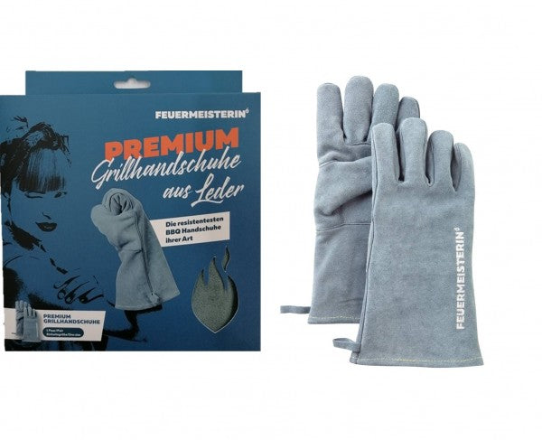 grill handschuhe Feuermeister Grillhandschuh, Spaltleder Grau Damen