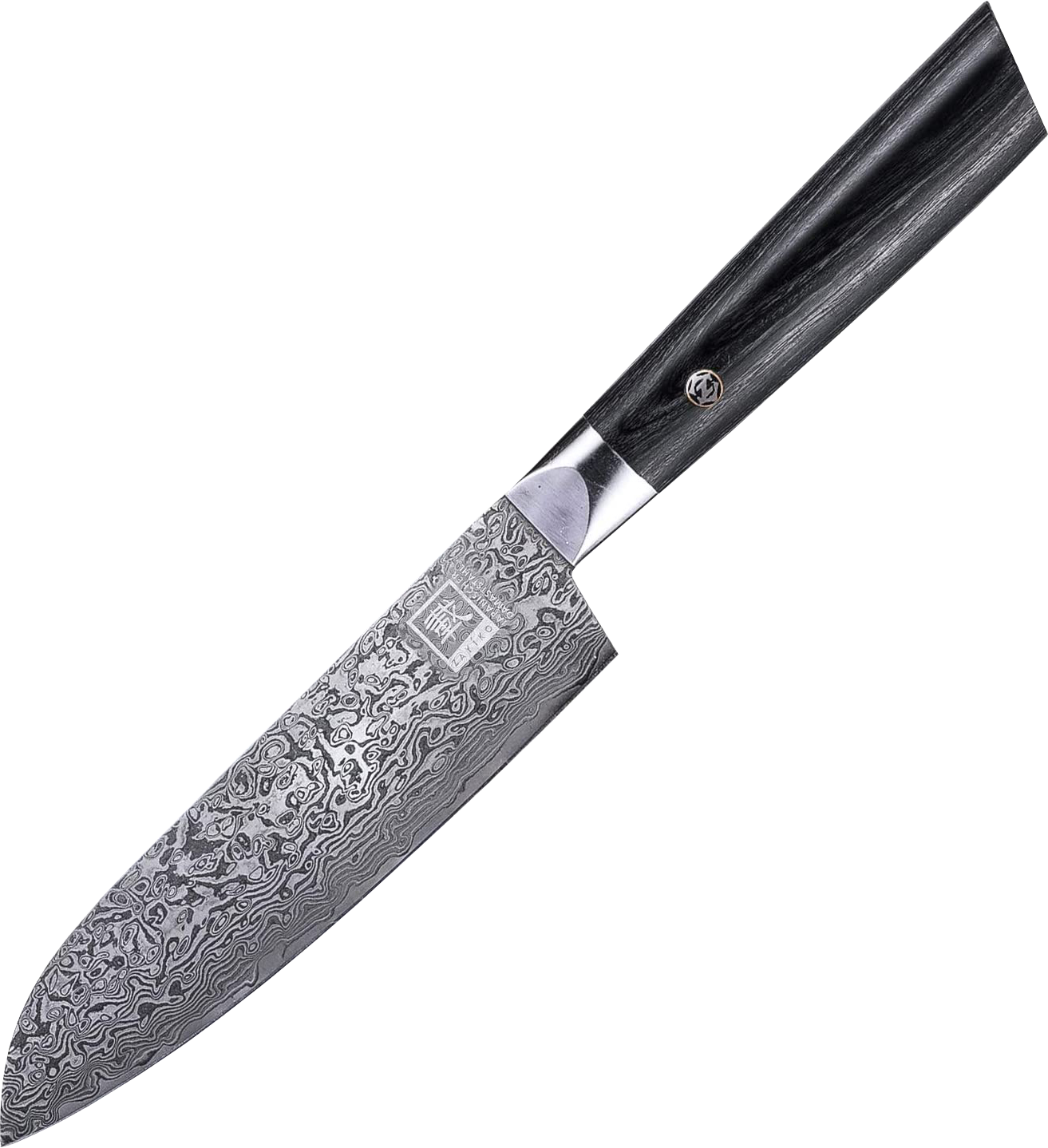 Zayiko Damast kleines Santokumesser, "Black"-Serie