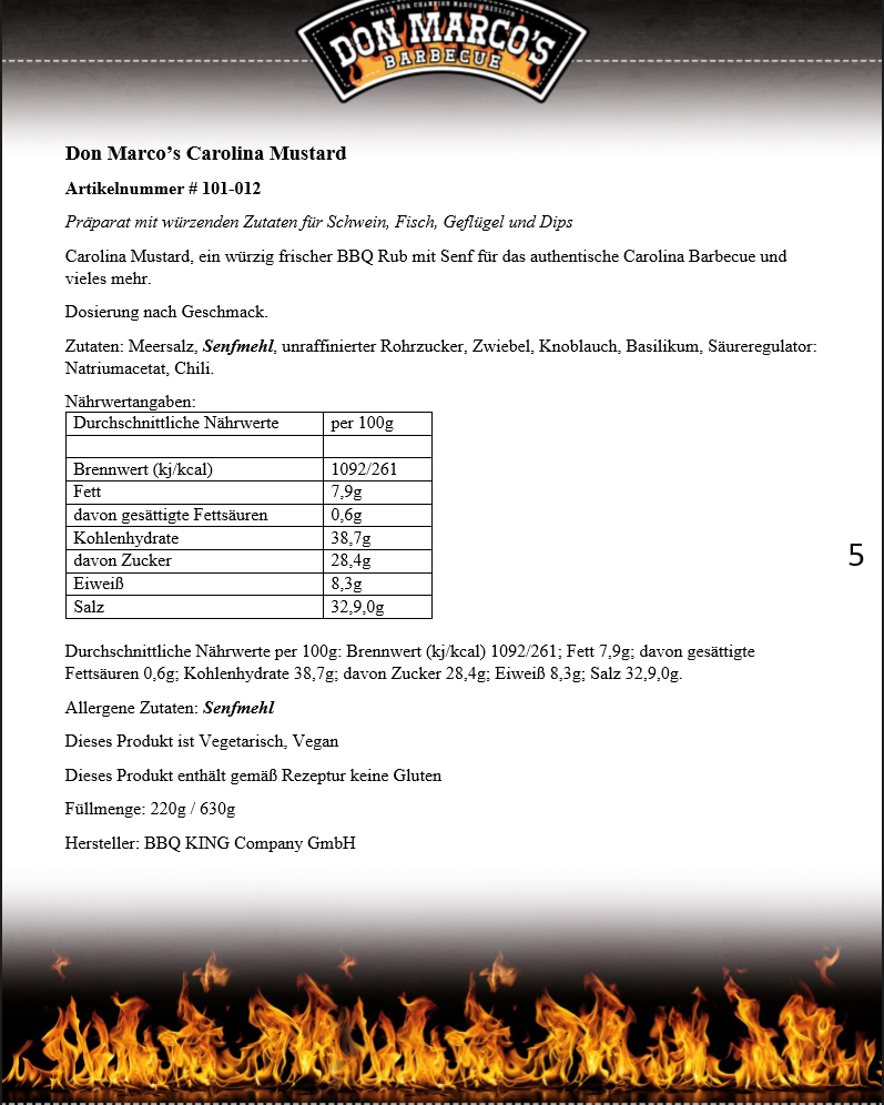 Don Marco´s Carolina Mustard, 220g