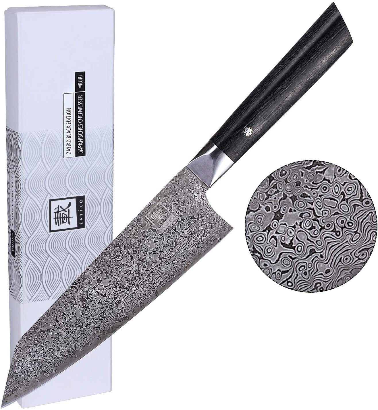 Zayiko Damast Kiritsuke Chefmesser "Black"-Serie