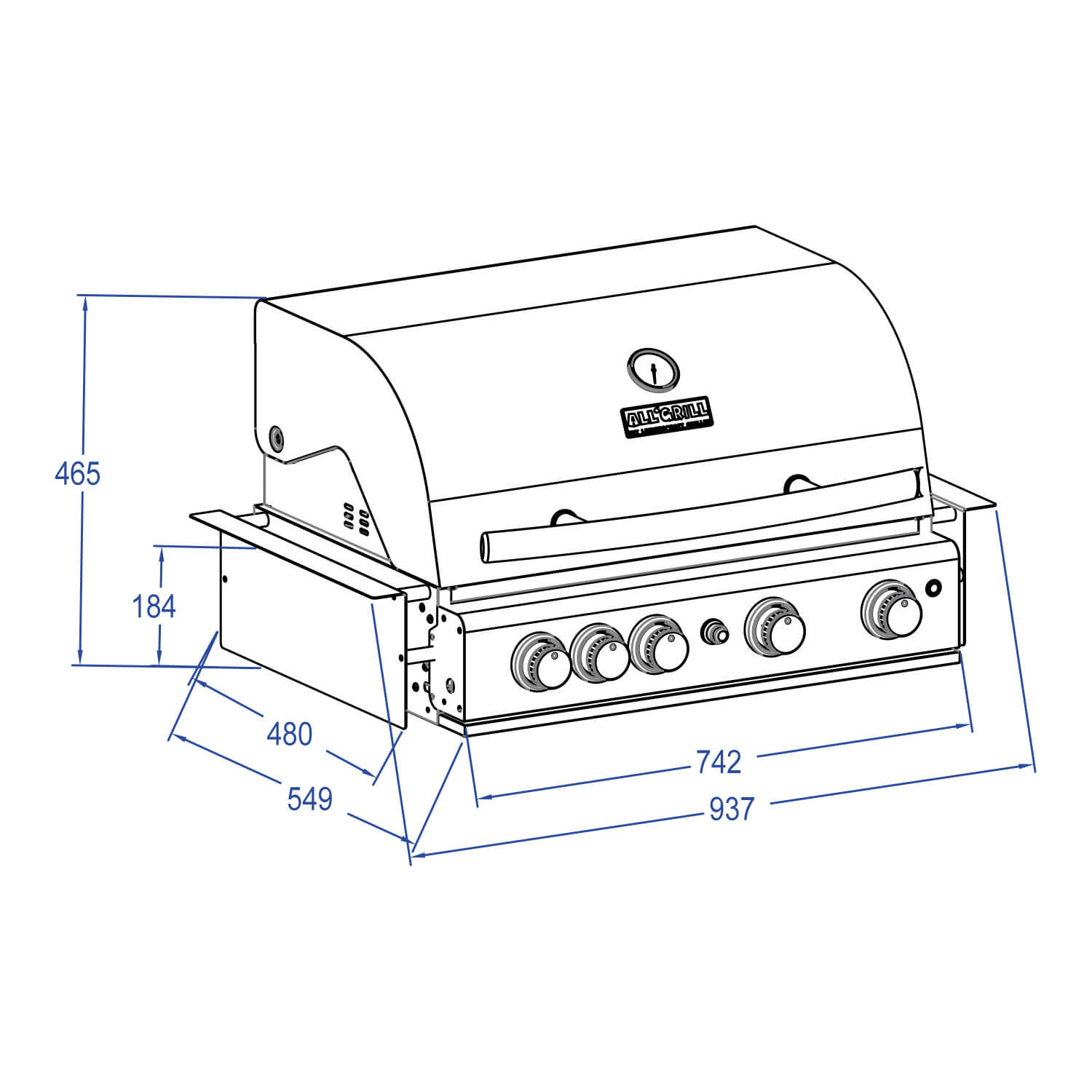 ALL’GRILL Chef L Built-In Schwarz