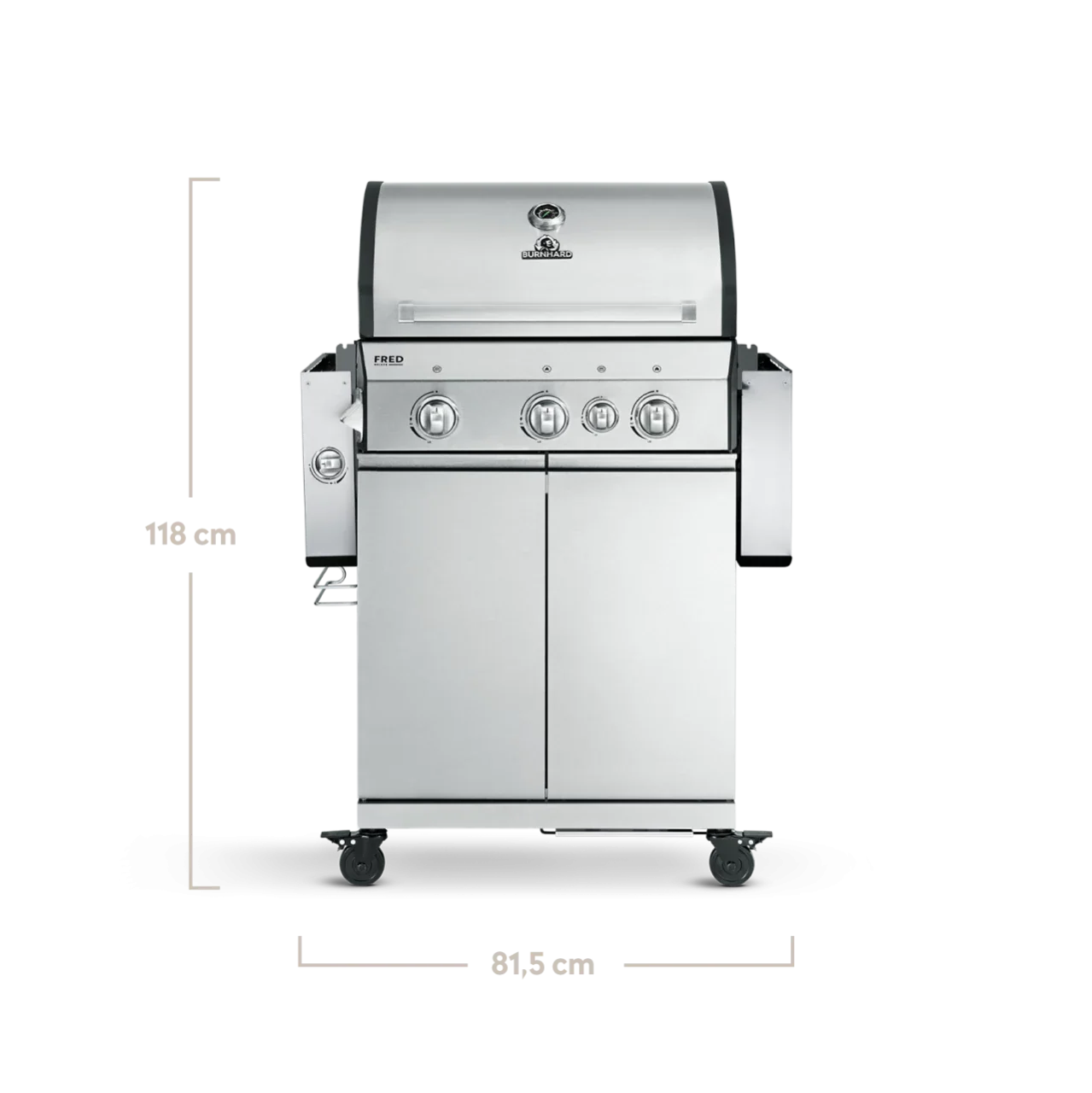 Burnhard FRED Deluxe Gasgrill 3-Brenner Edelstahl mit Edelstahlrost (Series 3)