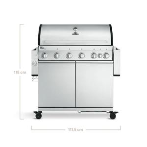 Burnhard Fat FRED Deluxe Gasgrill 6-Brenner Edelstahl mit Gusseisenrost (Series 3)