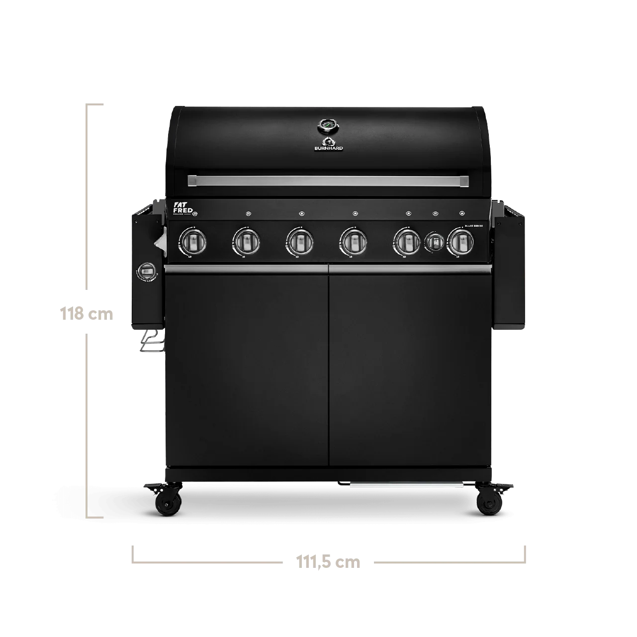 Burnhard Fat FRED Deluxe Gasgrill 6-Brenner Black Edition mit Gusseisenrost (Series 3)