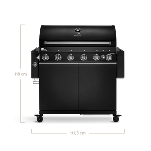 Burnhard Fat FRED Deluxe Gasgrill 6-Brenner Black Edition mit Gusseisenrost (Series 3)