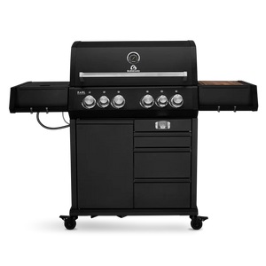 Burnhard Big EARL Premium-Gasgrill 4-Brenner Black mit Gusseisenrost