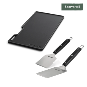 Burnhard Grillplatten Set mit Grillspachtel und Grillschaber FRED