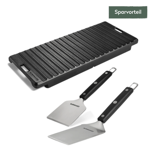 Burnhard Grillplatten Set mit Grillspachtel und Grillschaber GRANT