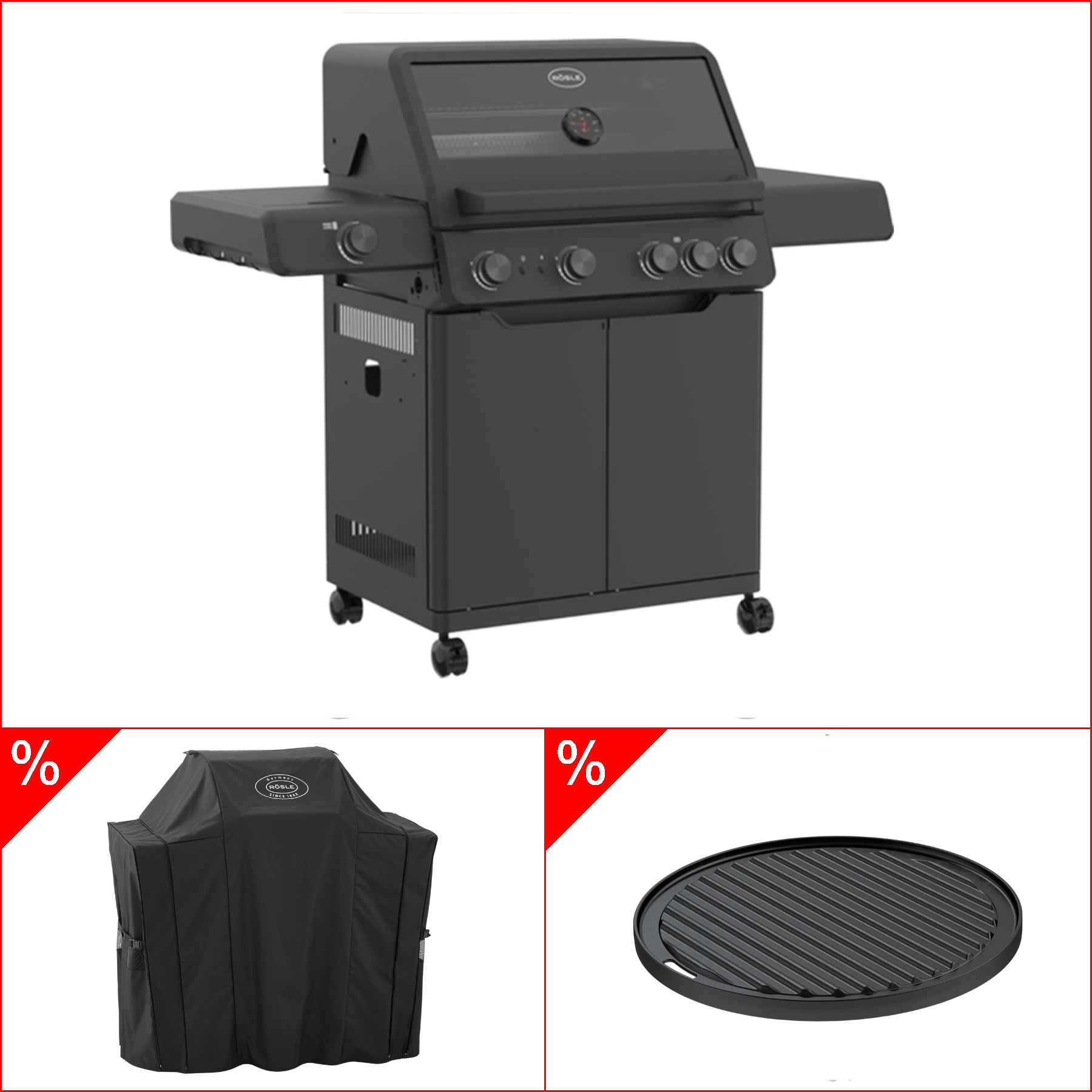Rösle BBQ Station AllFlame Hero 4 Brenner Gasgrill – 50mbar Bundle