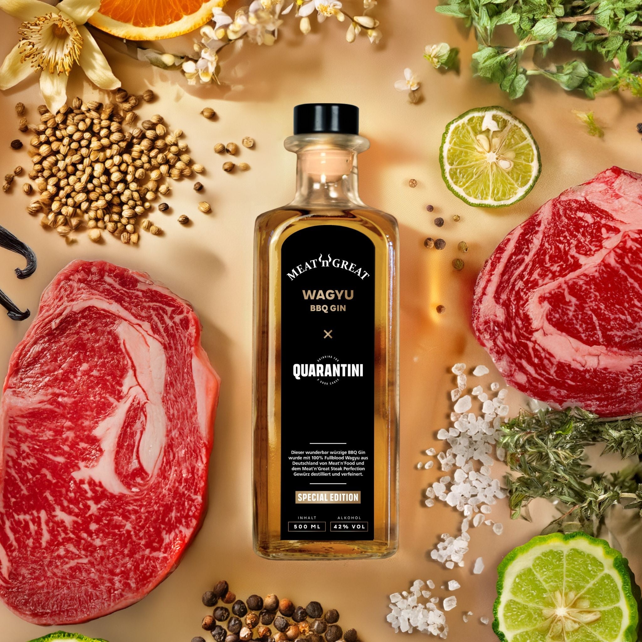 Quarantini × Meat'n'Great Wagyu BBQ Gin (nur 111 Packages)