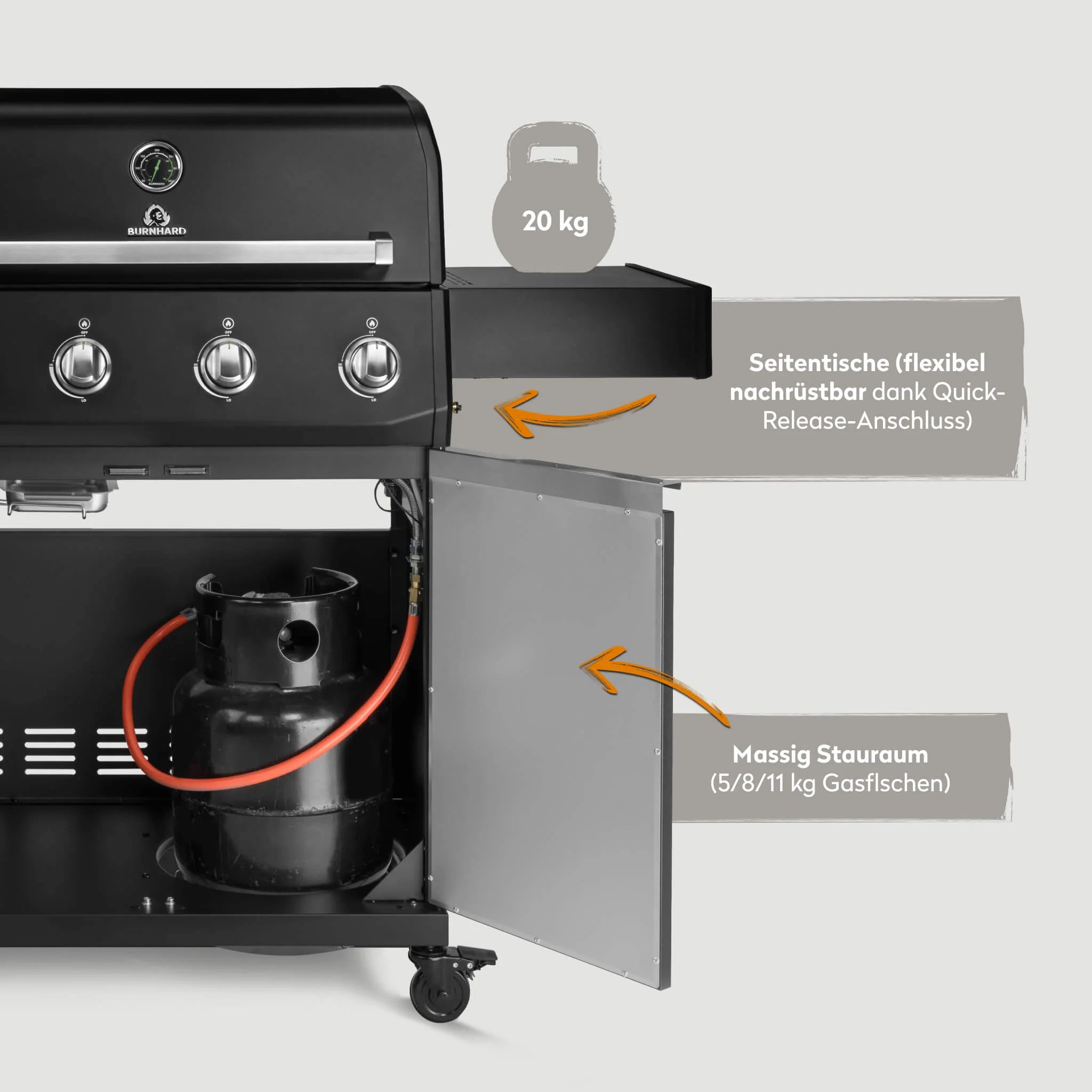 Burnhard Big FRED Base Gasgrill 4-Brenner Basic mit Gusseisenrost Series 4