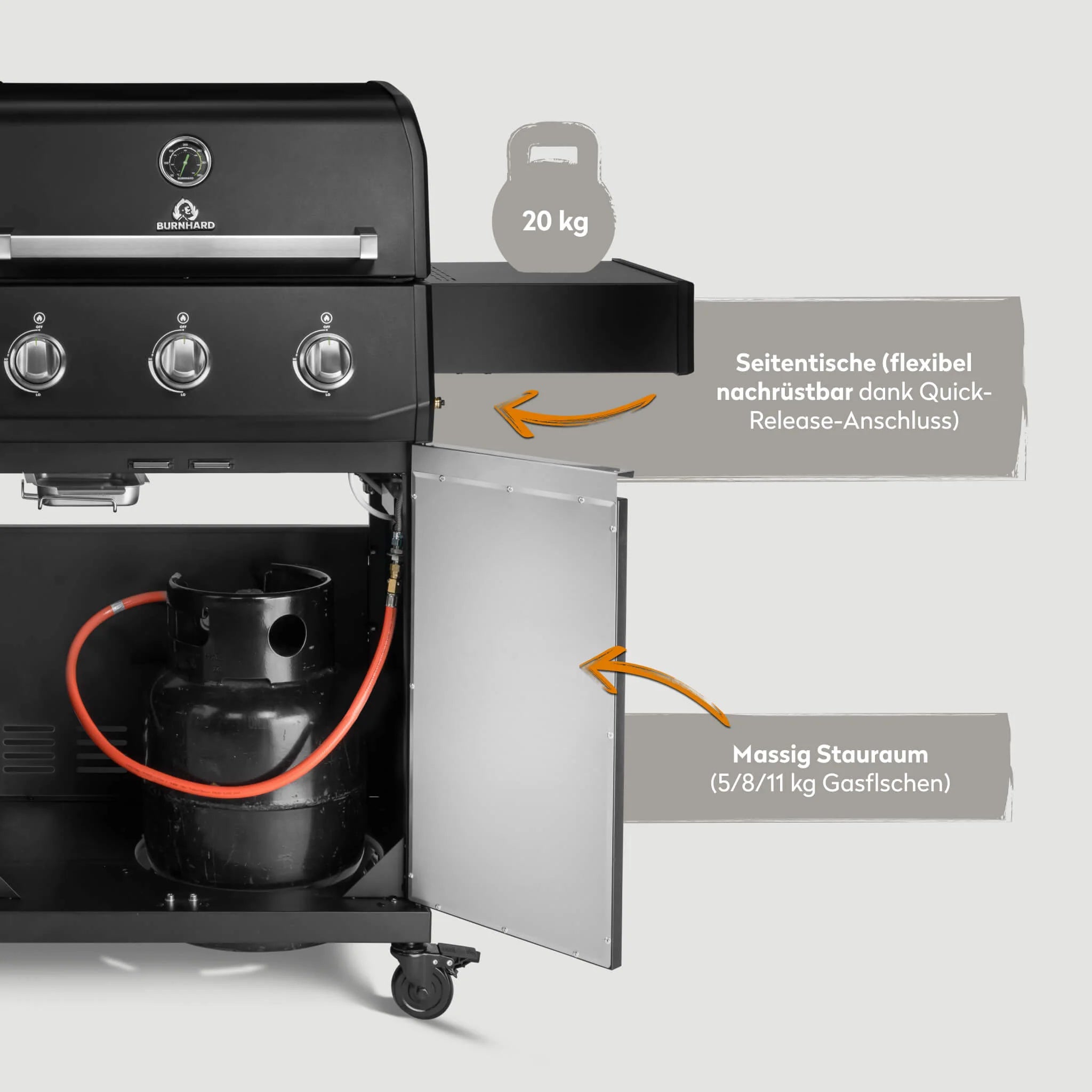 Burnhard FRED Base Gasgrill 3-Brenner mit Gusseisenrost Series 4
