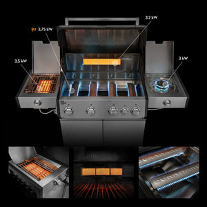 Burnhard Big FRED Deluxe+ Gasgrill Edelstahl 4-Brenner mit Edelstahlrost Series 4