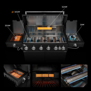 Burnhard Fat FRED Deluxe+ Gasgrill Black Edition 6-Brenner mit Edelstahlrost (Series 4)