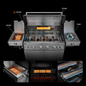 Burnhard Fat FRED Deluxe+ Gasgrill 6-Brenner Edelstahl mit Edelstahlrost Series 4