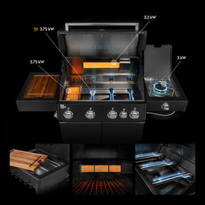 Burnhard Big FRED Deluxe Gasgrill Black Edition 4-Brenner mit Edelstahlrost Series 4