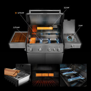 Burnhard Big FRED Deluxe Gasgrill Edelstahl 4-Brenner mit Edelstahlrost Series 4