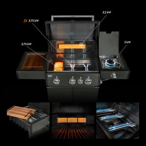 Burnhard FRED Deluxe Gasgrill 3-Brenner Green Edition mit Edelstahlrost Series 4