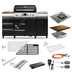Burnhard GRANT Pro - Modularer Gasgrill 4-Brenner mit Schubladen und Gusseisenrost