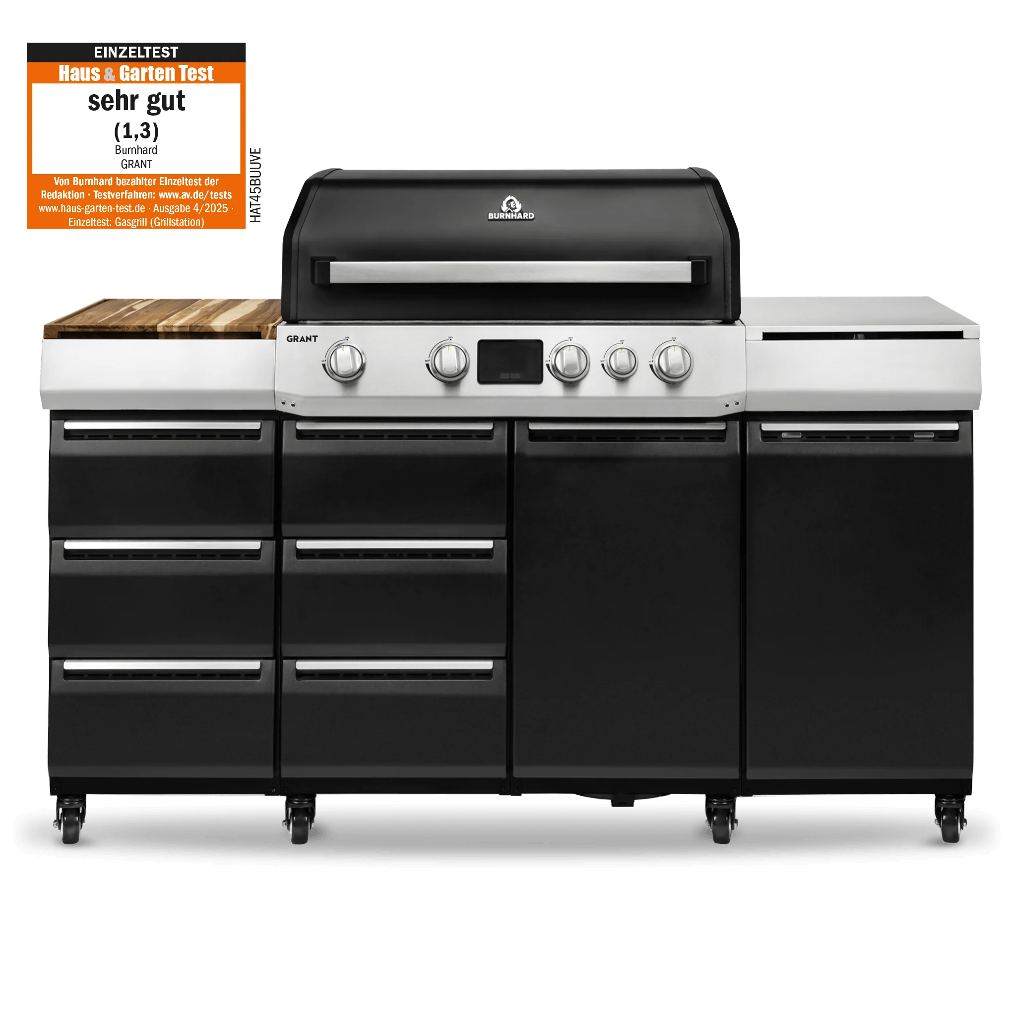 Burnhard GRANT Pro - Modularer Gasgrill 4-Brenner mit Schubladen und Gusseisenrost
