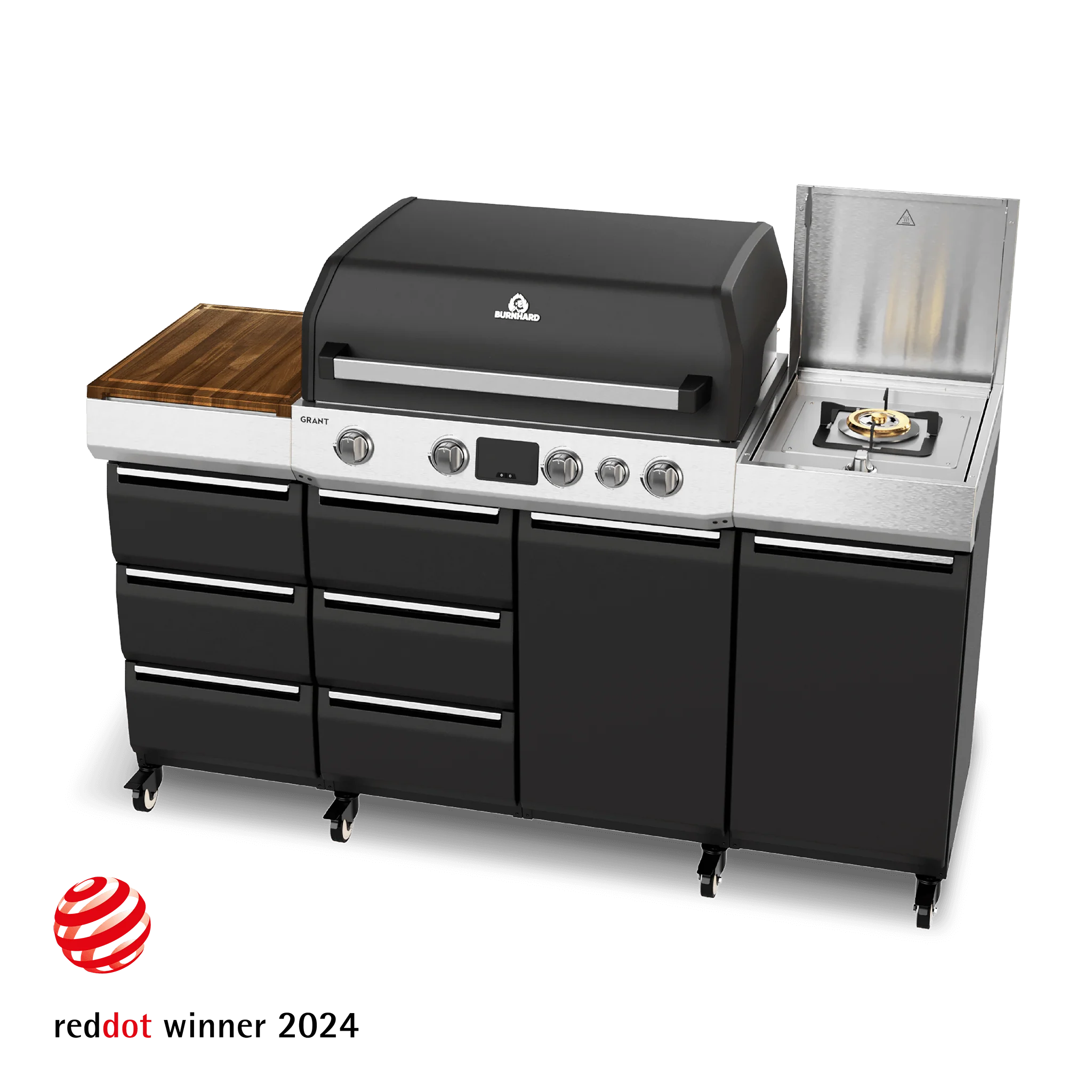 Burnhard GRANT Pro - Modularer Gasgrill 4-Brenner mit Schubladen und Edelstahlrost