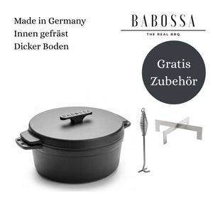 Babossa 9er Innovativer Gusseiserner Topf | SET Deckelheber & Kreuz | Dutch Oven | Made In Germany