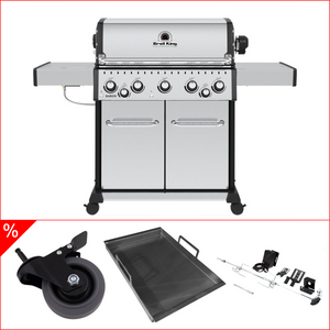 Broil King Baron S 590 IR inklusive Einsatzpfanne, Premium Lenkrollen, Drehspieß & Infrarotbrenner