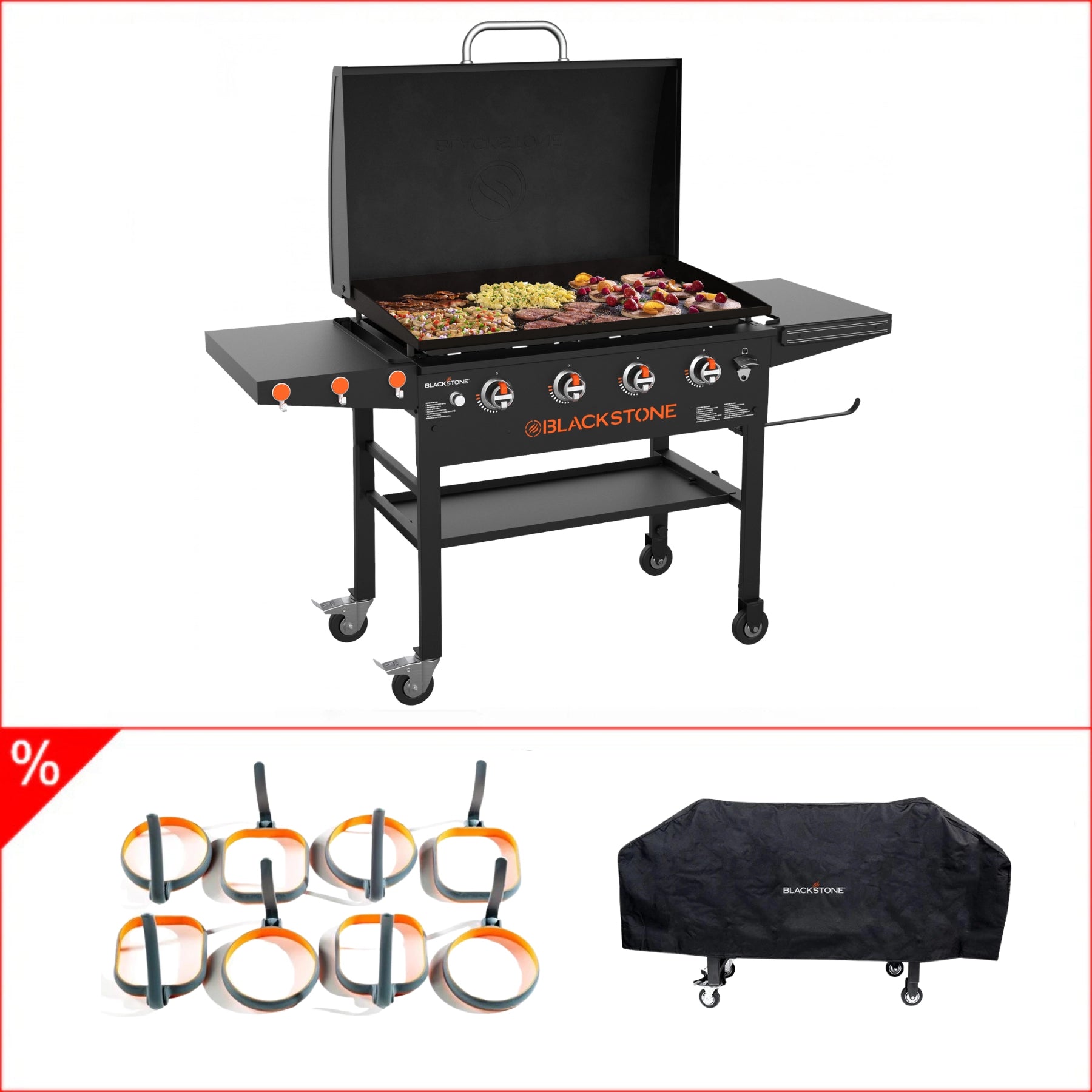 Blackstone 36″ Griddle Grillstation Bundle mit Abdeckhaube und Eggring