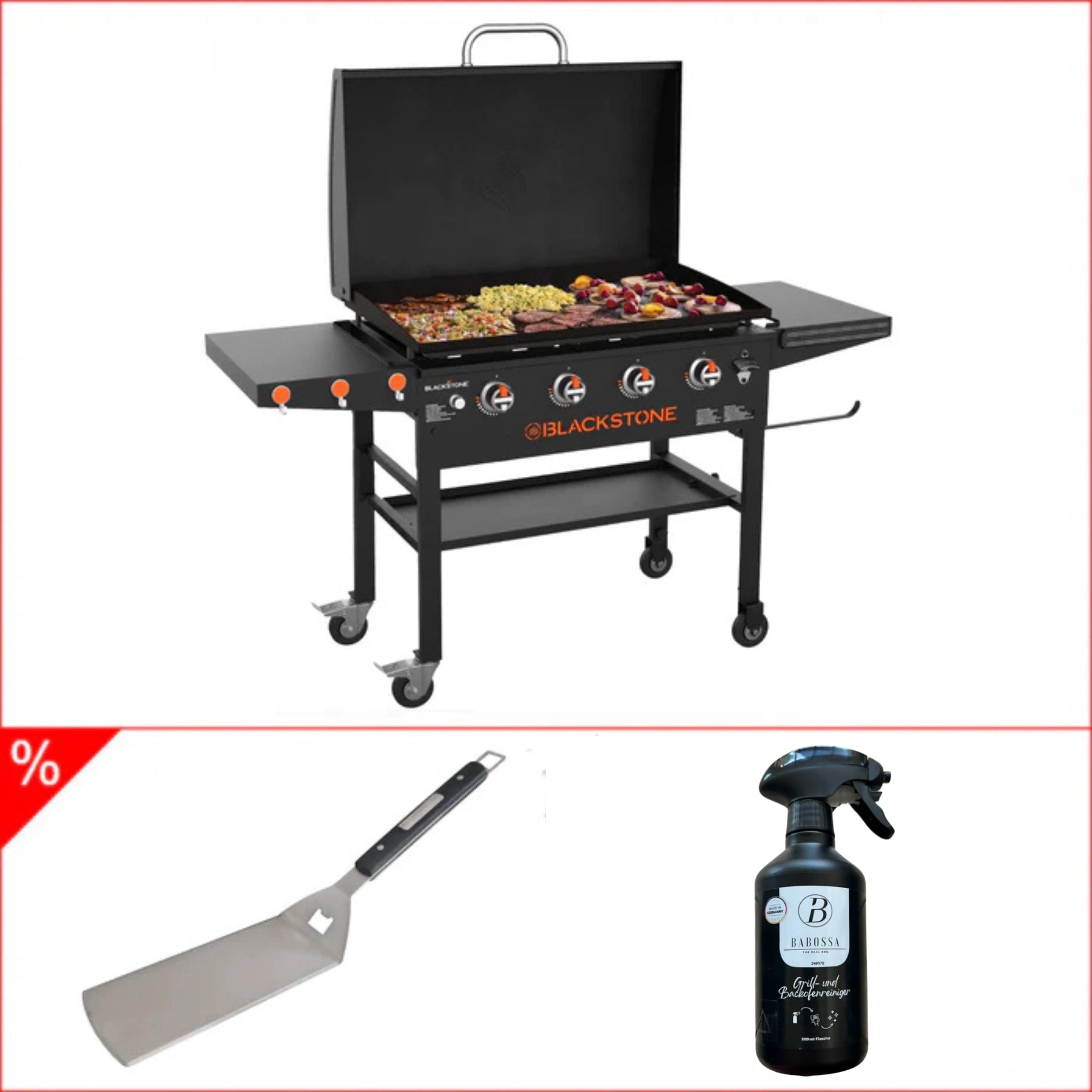 Blackstone 36″ Griddle Bundle inkl. Babossa Grillreiniger & Wender