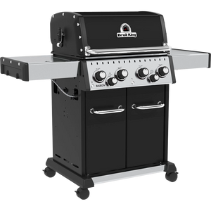 BroilKing 4 Brenner Gasgrill Baron 490 Black inkl. Rotisserie - aktuelles Modell in leicht diagonal linker Ansicht