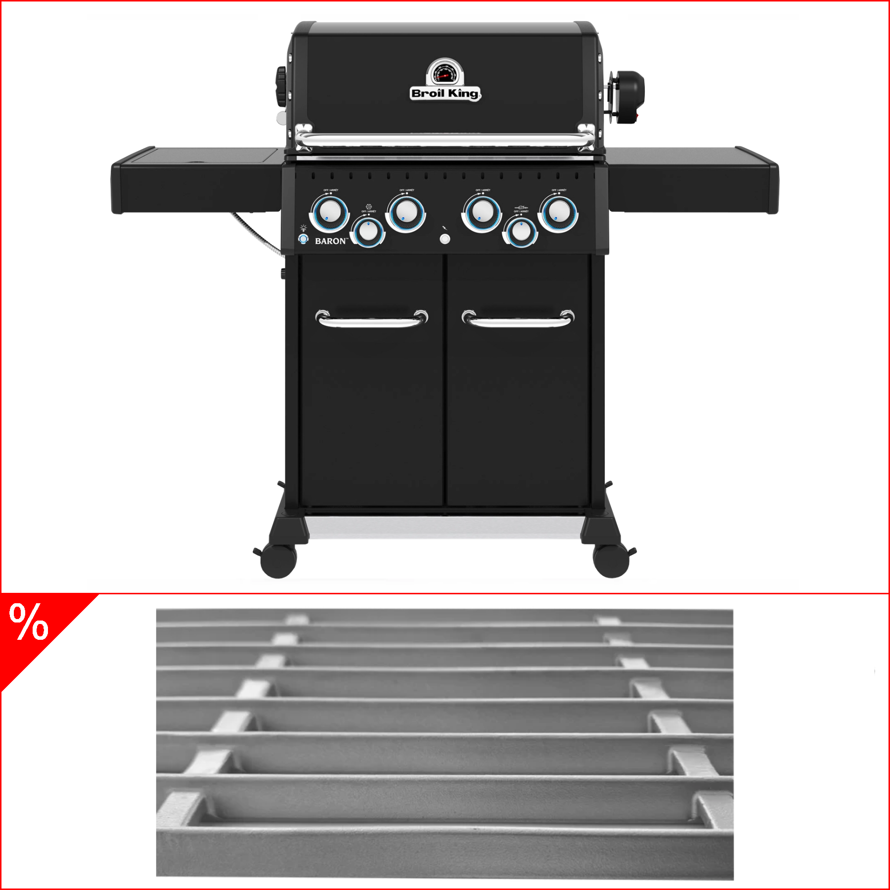 Broil King Baron 490 IR Shadow inkl. Drehspieß, Infrarot-Seitenbrenner & Edelstahlgussrost